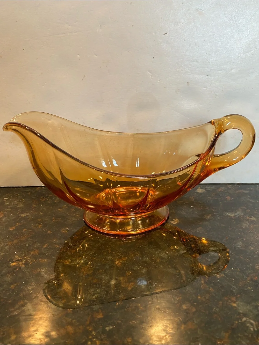 Vintage Indiana Glass, Amber Tiara Gravy Boat
